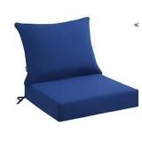 Outdoor Seat Cushion Set 24 x 24 x 4 Inch, Waterproof & Fade Resistant Patio Furniture Cushions with Removable Cover and Ties, Thick Deep Seating Pads for Outside Chair Sofa Couch, Blue