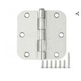 Pack of 2 ,36 Pack Rounded Satin Door Hinges Brushed Nickel 3.5 Inch Interior 3 1/2 Inch 5/8\" Radius Corners Iron Bifold Silver Residential Bed Room Hinge for Doors Hardware Controls House Decor Acce