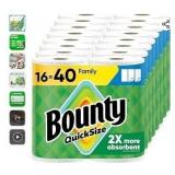 Bounty Paper Towels Quick Size, White, 16 Family Rolls = 40 Regular Rolls