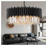 Modern Black Crystal Round Chandelier - Retail: $162