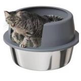 Booche Round High-Sided Stainless Steel Cat Litter Box - Retail: $50