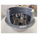 Booche Round High-Sided Stainless Steel Cat Litter Box - Retail: $50