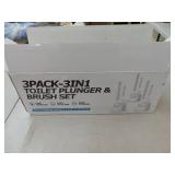 3-Pack 3-in-1 Toilet Brush and Plunger Set Black - Retail: $35