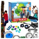120ft Backyard Zipline Kit with Climbing Holds - Retail: $159