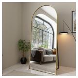 Modern Arched Floor Mirror with Gold Frame - Retail: $168