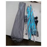Blue and Grey Patio Umbrella with Cover - Retail: $45