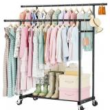 Double Rod Rolling Garment Rack - Retail: $19