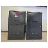 (2) Black Metal 2-Drawer Filing Cabinet