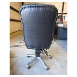 Metal Office Desk with Double Pedestal Drawers and Black Leather Chair