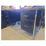 Desk with Metal Legs and built-in Filing Cabinets with Black Leather Chair