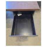 Desk with Metal Legs and built-in Filing Cabinets with Black Leather Chair