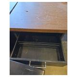 Desk with Metal Legs and built-in Filing Cabinets with Black Leather Chair