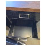 Desk with Metal Legs and built-in Filing Cabinets with Black Leather Chair