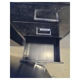 Desk with Metal Legs and built-in Filing Cabinets with Black Leather Chair