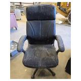 Desk with Metal Legs and built-in Filing Cabinets with Black Leather Chair