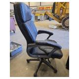 Desk with Metal Legs and built-in Filing Cabinets with Black Leather Chair