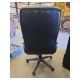 Desk with Metal Legs and built-in Filing Cabinets with Black Leather Chair