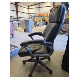 Desk with Metal Legs and built-in Filing Cabinets with Black Leather Chair