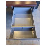 Metal Office Desk with Double Pedestal Drawers and Blue Chair