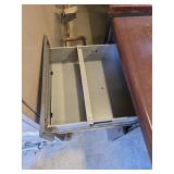 Metal Office Desk with Double Pedestal Drawers and Blue Chair