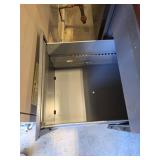 Metal Office Desk with Double Pedestal Drawers and Blue Chair