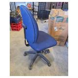 Metal Office Desk with Double Pedestal Drawers and Blue Chair