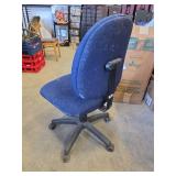 Metal Office Desk with Double Pedestal Drawers and Blue Chair