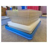 (6) Food Containers (3) Commercial Dishwasher Racks