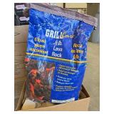 (9) Gas Grill Ceramic Briquettes Boxes, (3) Boxes Full of Gas Grill Ceramic Briquettes, (2) 6lb Grill Care Lava Rock Bags