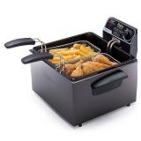 Presto 5 Qt Dual Basket Pro Fry Immersion Element Black Deep Fryer 05489