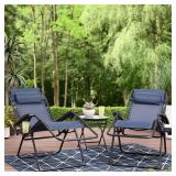 Mainstays Reclining Zero-Gravity Sling Outdoor Lounge Chair with Cup Holder, 2 Pack-Navy
