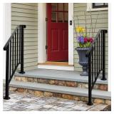 Zimtown Handrail for Stairs Fits 2 or 3 Steps Outdoor Stair Railing Picket Black Wrought Iron Handrail one handrail