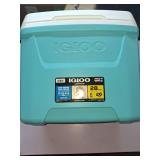 Igloo 28 qt. Hard Sided Ice Chest Cooler, Aqua Blue and White