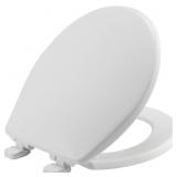 Mayfair Caswell Slow Close Round Plastic Toilet Seat in White Never Loosens