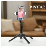 Vivitar Selfie Stick Tripod with Quad LED Lights & Wireless Remote, Black