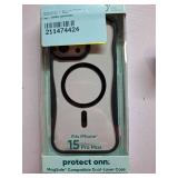 onn. MagSafe Compatible Dual-Layer Phone Case for iPhone 15 Pro Max - Black/Clear