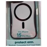 onn. MagSafe Compatible Dual-Layer Phone Case for iPhone 15 Pro Max - Black/Clear