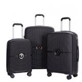 Landisun Luggage Sets 3 Piece, Hard Shell Suitcase Set with Spinner Wheels TSA Lock Carry on and Checked Travel Luggage, Black