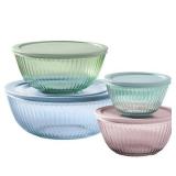 Pyrex 6-piece Tinted Glass Mixing Bowls, Multi (no green bowl)