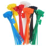 140 Pieces 6 Inch Nylon Cable Marker Ties Tags Self Locking Cord Ties Labels Wire Straps with Marker Pen and White Self Adhesive Special Stickers for Home and Office Use