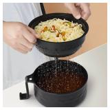 Ramen Bowl Set, Ramen Cooker 33 oz, Ramen Bowls with Chopsticks and Spoon, Microwave Pasta Cooker, College Dorm Essentials for Girls Guys (Black) - Retail: $12