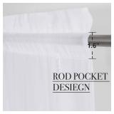 White Sheer Curtains 63 inch Length for Bedroom, Rod Pocket Translucent Voile Sheer Airy & Breathable Curtain Panels for Flat/Apartment, 2 Pieces, 60 W - Retail: $10"