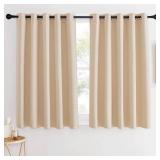 Bedroom Blackout Window Curtain 54 inches Length - Window Treatment Thermal Insulated Solid Grommet Room Darkening Drape for Bedroom (Biscotti Beige, 1 Panel, W66 x L54) - Retail: $14