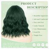Dark Green Wig with Bangs, 14 Inch Green Bob Wig with Bangs for Women, Shoulder Length Green Short Wavy Wigs for Cosplay Costume Halloween Wigs - Retail: $25