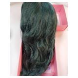 Dark Green Wig with Bangs, 14 Inch Green Bob Wig with Bangs for Women, Shoulder Length Green Short Wavy Wigs for Cosplay Costume Halloween Wigs - Retail: $25