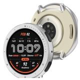 Metal Case for Amazfit Active 2 Smart Watch 44mm, Stainless Steel Bezel & TPU Back Cover with Cleaning Cloth Accessories, Rugged Shockproof Protective Case for Active 2 Round Silver - Retail: $16