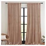 Back Tab Velvet Curtains with Hook Tape, Thermal Insulated Privacy Protect Decorative Drapes for Living Room Dining Room, Blush, W 52 x L 90 inches, 2 Panels Set - Retail: $51
