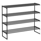 Shoe Rack, 4-Tier Shoe Organizer, Metal Storage Shelf, Upright or Upside Down, for 20-25 Pairs, Stackable, for Entryway, 11.8 x 36.2 x 29.5 Inches, Black ULSA14BK - Retail: $22
