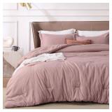 Bedsure Full Comforter Set - Dusty Rose Soft Bedding for All Seasons, Cationic Dyed Bed Set, 3 Pieces, 1 Full Size Comforter (82x86") and 2 Pillow Shams (20"x26"+2") - Retail: $43"