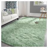 Fluffy Sage Green Rug for Bedroom Living Room, 5x8 Feet Super Soft Shaggy Plush Fuzzy Rugs for Girls Kids Boys, Non-Slip and Washable Rug for Nursery Classroom, Carpet for Rooms Decor - Retail: $52